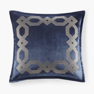 Machine Washable Velvet European Pillow Sham with Hidden Zipper, Navy