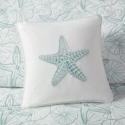 Decorative Square Pillow with 100% Cotton Cover, White