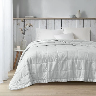 Oversized Hypoallergenic Down Alternative Blanket with Satin Trim, Grey