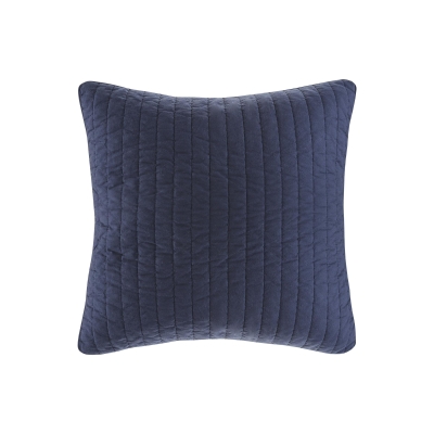 Machine Washable Cotton Quilted Euro Sham with Hidden Zipper, Navy