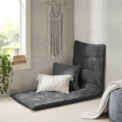Poly Chenille Lounge Floor Pillow Cushion with 100% Polyester Filling, Charcoal