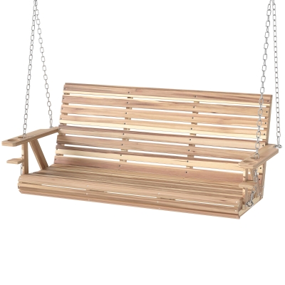 Swing Bench 63" W x 26.4" D x 24" H Natural Wood