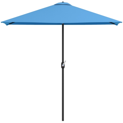 Outsunny 8ft Half Round Umbrella Outdoor Balcony Parasol Patio Garden Outdoor Window Sun Shade w/ 5 Ribs
