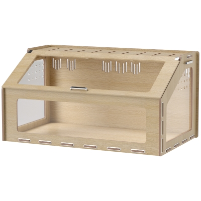 PawHut 39" Hamster Cage with Acrylic Window & Openable Top, Oak
