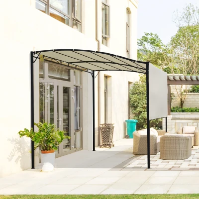 Outsunny 10' x 8' Outdoor Pergola with Extendable Awning, Beige