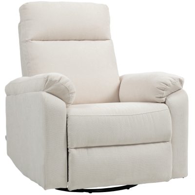 HOMCOM Swivel Recliner Chair, Overstuffed Single Sofa with Footrest, Cream
