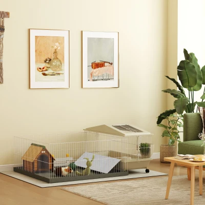 small animal cage 54.3" L x 39.8" W x 22.4" H Beige