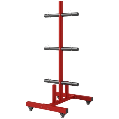 Soozier 2" Weight Plate Rack with Wheels & Clamps, 440lbs, Red