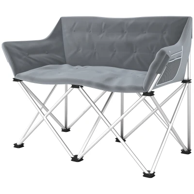 Outsunny Double Camping Chair, Oversized Camping Loveseat for Adults, Heavy Duty Folding Camp Chair, Support 529 lbs