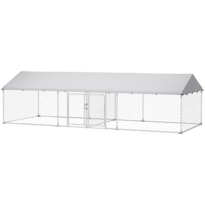 PawHut Outdoor Dog Kennel with Roof & UV-Resistant Cover, 19.7'