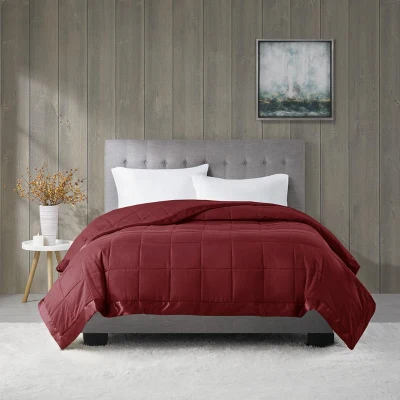 King Size Lightweight Down Alternative Blanket with Satin Trim, Burgundy