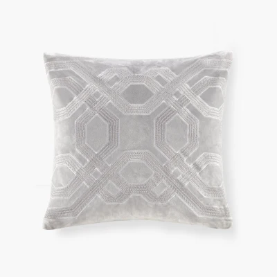Square Decor Pillow with Removable Goose Feather Insert, Silver