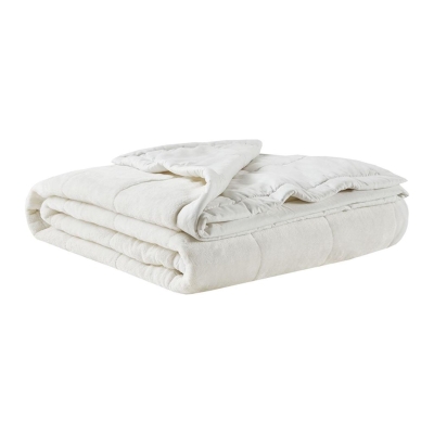 Reversible Smart Temperature Down Alternative Blanket with Plush to Microfiber, Ivory