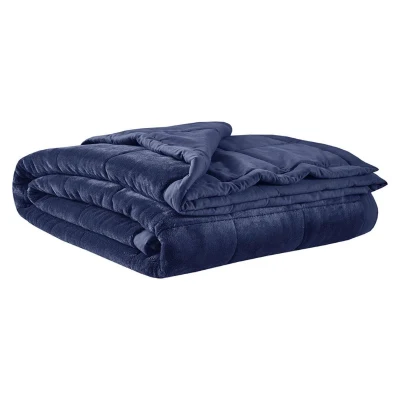 Reversible Down Alternative Blanket with OEKO-TEX Certified, 90" L x 90" W x 0.25" H, Navy