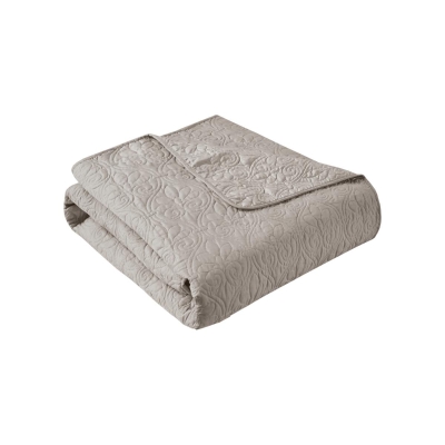 Oversized Quilted Throw Blanket with 100% Cotton Filling, Khaki