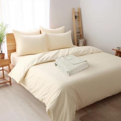 Oversized Quilted Throw Blanket with Soft Cotton Filling, Ivory