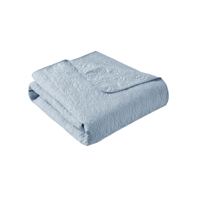 Oversized Quilted Throw Blanket with 100% Cotton Fill, Blue