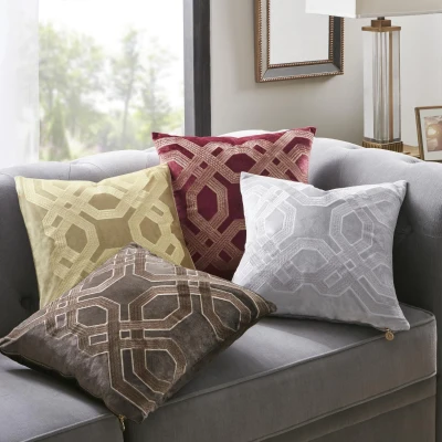 Decorative Square Pillow with Removable Goose Feather Insert, Gold