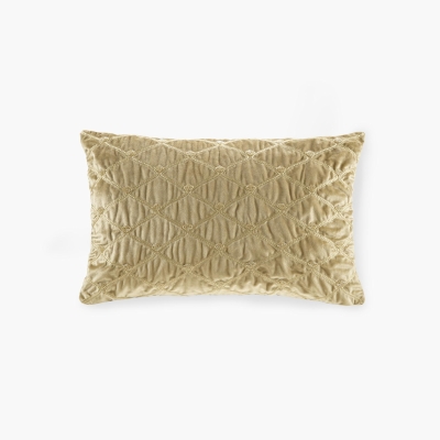 Oblong Decor Pillow with Hand-Beaded Embellishments, Gold