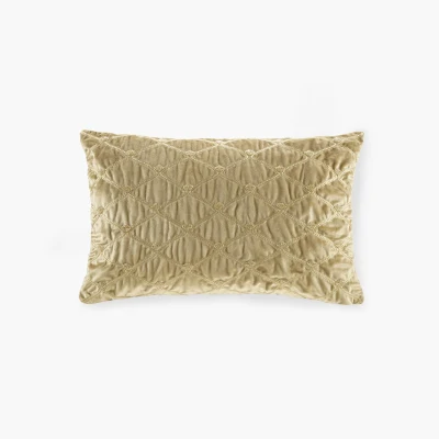 Oblong Decor Pillow with Hand-Beaded Embellishments, Gold