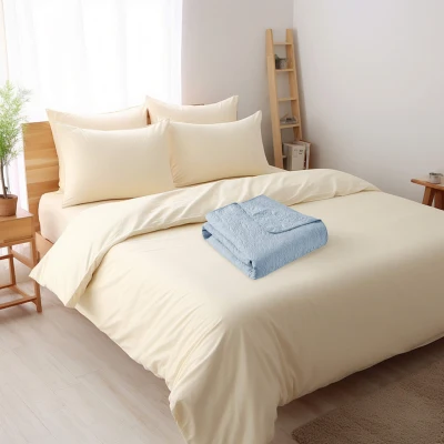 Oversized Quilted Throw Blanket with 100% Cotton Fill, Blue
