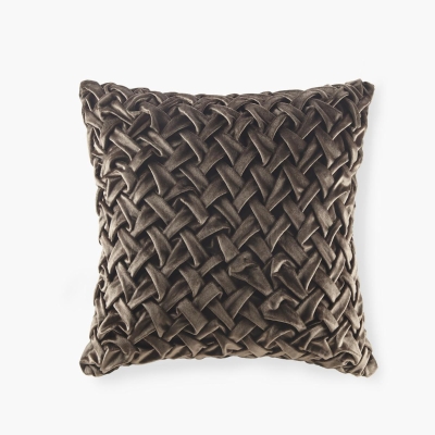 Decorative Square Pillow with Goose Feather Insert, Brown