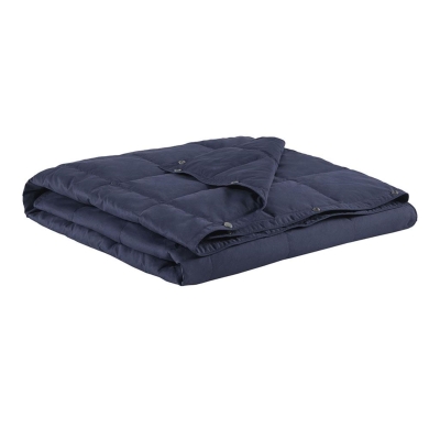 Machine Washable Wearable Multipurpose Throw with Goose Feather, Indigo
