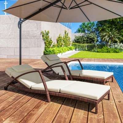 Rattan Sun Lounger 72.8" L x 28.3" W x 30.7" H Beige