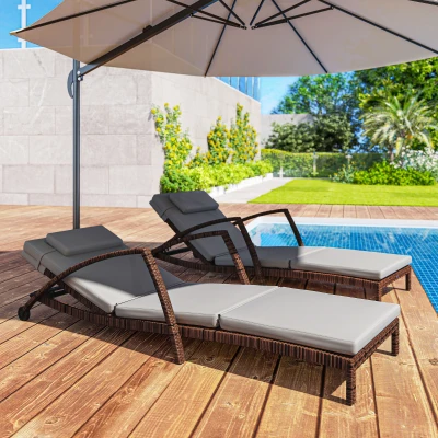 Rattan Sun Lounger 72.8" L x 28.3" W x 30.7" H Gray