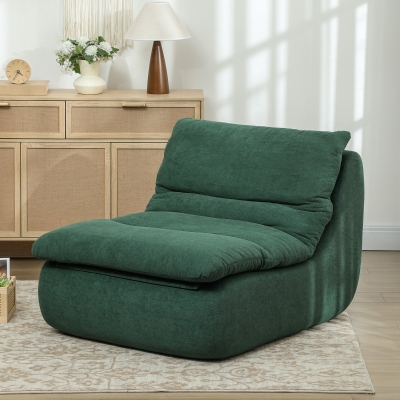 HOMCOM Floor Sofa with Single Piece Ultra High-Density Foam, Armless Floor Chair for Living Room, Bedroom, Home Office, Green