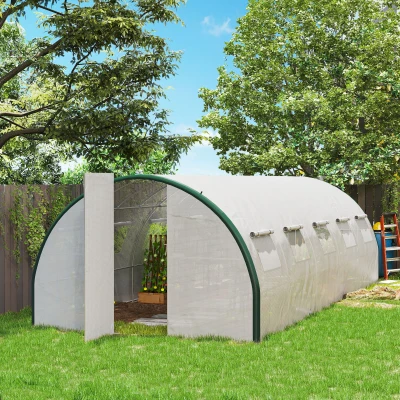 Outsunny 24.6' x 10' Walk-in Greenhouse with 2 Doors, White