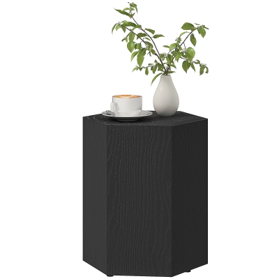 HOMCOM Hexagonal Side Table, Small End Table with 4 Adjustable Feet for Indoor, Outdoor, Black