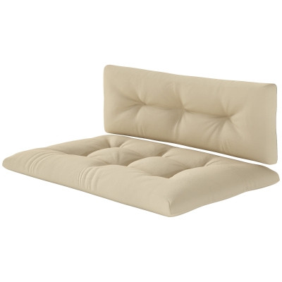Outsunny 2-Piece Pallet Cushion Set, Outdoor 3.9" Thick Replacement Pallet Sofa Cushions, Tufted Replacement Pads for Garden Patio, Beige