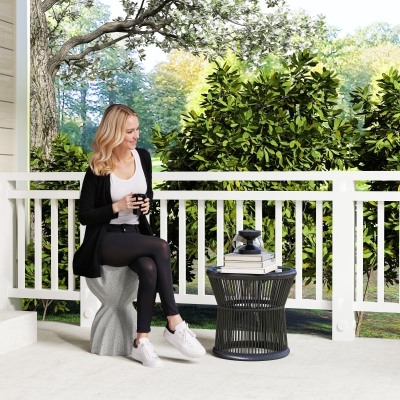 Outsunny Spiral Decorative Garden Stool, Flower Top Outdoor Stool Side Table Plant Stand Footstool for Indoor Outdoor, Grey
