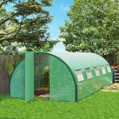 Outsunny 24.6' x 10' Tunnel Greenhouse, Walk-in, Green