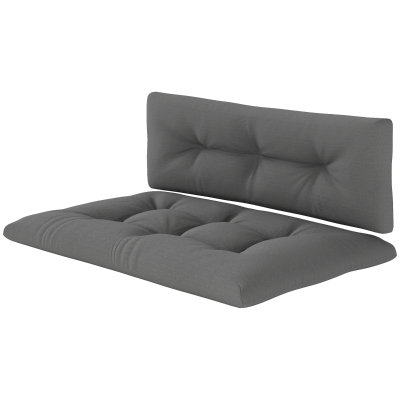 Outsunny 2-Piece Pallet Cushion Set, Outdoor 3.9" Thick Replacement Pallet Sofa Cushions, Tufted Replacement Pads for Garden Patio, Charcoal Grey