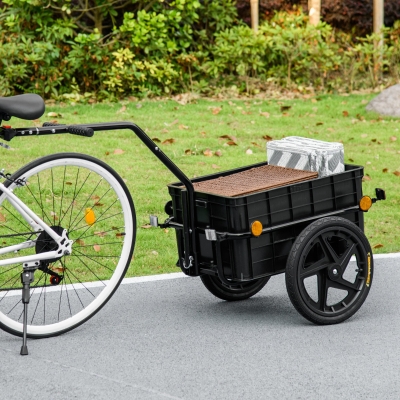 Aosom Multi-Functional Bike Trailer Steel Large Bike Luggage Cart Carrier Grey
