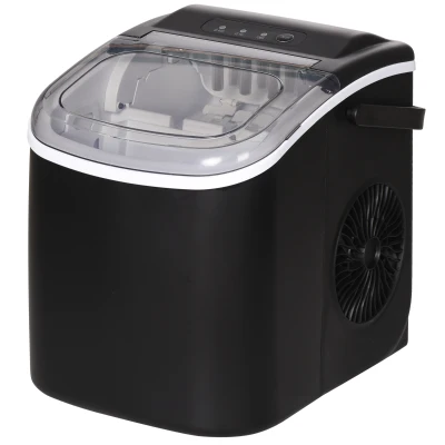 HOMCOM Portable Ice Maker Countertop with Handle, Self Cleaning Ice Maker Machine with Scoop and Basket, 26lbs/24Hrs, Black
