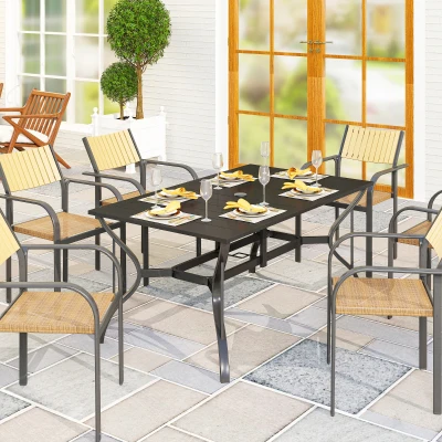 Outdoor Dining Table 59"L x 35.5"W x 28.75"H Black