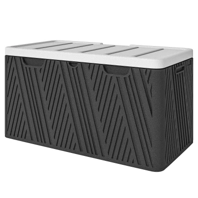 Outsunny 100 Gallon HDPE Outdoor Storage Box, Waterproof and Lockable Deck Box for Garden Tools and Pool Accessories