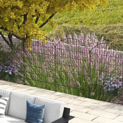 Outsunny 4 Pack Garden Fencing, Decorative Animal Barrier Panels
