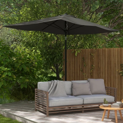 Outsunny 6.5' x 10' Rectangular Patio Umbrella, Dark Gray