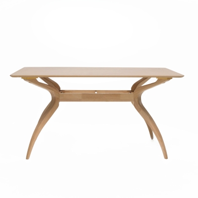Mid‑Century Modern Rubberwood Dining Table with Spider‑Leg Frame