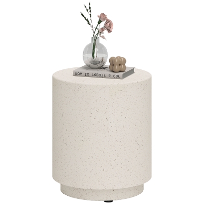 HOMCOM Lightweight Terrazzo Accent Table, Adjustable Feet, Cream White
