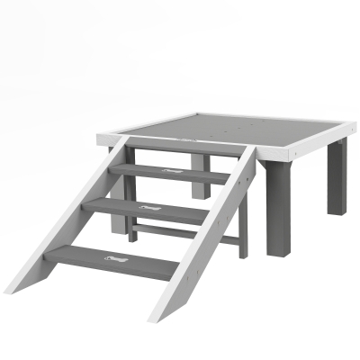 PawHut Wooden Dog Training Platform with Ladder, Gray