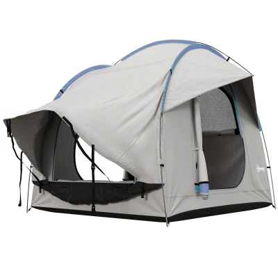 Outsunny 2000mm Waterproof SUV Tent, Car Tent with 3 Doors and Mesh Window, for 5-6 Person Camping Travel, Grey and Blue