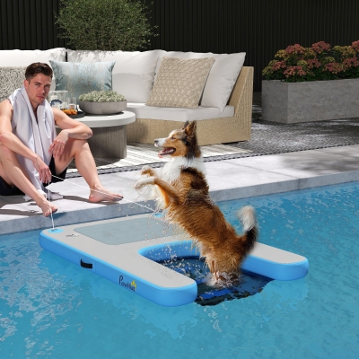 PawHut Floating Boat Ramp for Swimming Pets Up to 300 lbs, for Pool, Lake, Boat, Dock