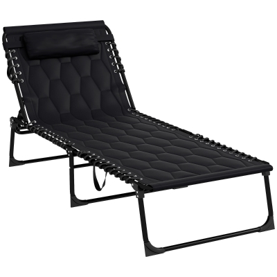 Outsunny Folding Chaise Lounge, Reclining, 25.6"x74", Black