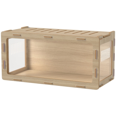PawHut Hamster Cage with Acrylic Panels & Openable Roof, Oak