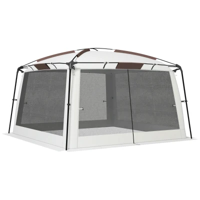Outsunny 12' x 12' Screen Tent, UV50+ Protection Outdoor Screen House with Carry Bag & Ground Stakes, Fits 6-8 People, White
